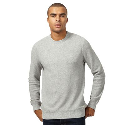 Big and tall grey twisted knit jumper